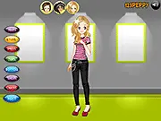 Screenshot from Triplets Doll Dress Up game showing three stylized cartoon dolls wearing different coordinated fashion outfits.
