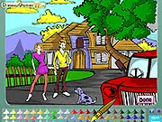 Play Wood House Couple free online coloring and painting game