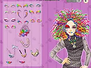 Paint Me a Rainbow free online game featuring a girl with vibrant, multi-colored hair and dramatic makeup