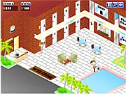 Debbie managing a busy check-in counter at her expanding business in the free online time management game, Frenzy Hotel 2