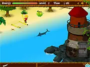 Play Adventure Jack free online escape game screenshot, isometric view of Jack crafting a raft