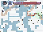 Play Defend US! free online tower defense game screenshot, turrets defending a house from enemies