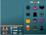 Matching spooky objects with their shadows in the free online puzzle game, Halloween Fix My Shapes