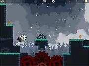 GEARSFALL Adventure free online platformer game showing a character on a dangerous island collecting gears with a crashed helicopter in the background