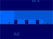Screenshot of Kodachrome online game showing a tiny pixelated creature standing on a platform ready to jump over a large gap