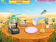 Screenshot of Make Hummus Cooking online game showing chickpeas, tahini, and lemon being prepared