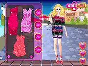 New Way to Wear Pink Dress Up free online game screenshot showing Helena selecting a chic pink dress and accessories for a new outfit.