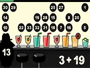 Secret Agent Math Challenge free online game screen, a secret agent solving an arithmetic equation in a dimly lit bar