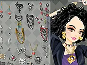 Rocker Jewelry Makeover fashion game showing a character with bold makeup and large accessories