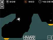 Tricky Little Lander free online retro game screenshot showing a lunar lander spacecraft approaching a difficult landing zone