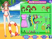 Play Beach Babe Twins Dress Up game online, free summer fashion for twin sisters, select perfect beach outfit