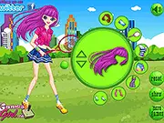 Screenshot of the free online dress-up game Tennis Sports Girl showing a female tennis player modeling a new athletic outfit.