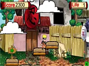 Naruto Go Homeland free action game screenshot, Naruto fighting monsters in a city, online anime game