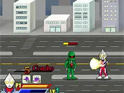 Ultraman Infinite Fighting game screenshot showing Ultraman fighting a large mutated monster on a city street