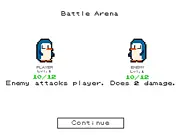 Screenshot of Waddle Antarctic online game showing an arctic creature battling an enemy in a snowy battle arena