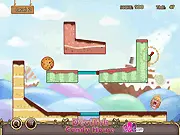 Play Devilish Candy House free online puzzle game screenshot, Angel and Devil competing for a cookie with active mechanisms