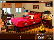 Halloween Party Escape Game screenshot showing a mysterious abandoned party room, play free puzzle online