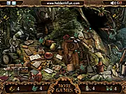 The Butterfly Forest hidden object game screenshot on PlayArcadeHub showing a lush green forest scene with several colorful butterflies.