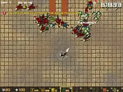 Zombokill 2 free online game screenshot of a character shooting a horde of zombies with a large gun