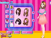 Gameplay screenshot of the Romantic Raining Valentine dress up game, showing a character and various romantic and rainy day themed clothing items.
