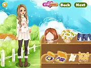 Screenshot of Flower Petals Fashion online game showing two girls, Lisa and Victoria, dressed in floral-themed outfits