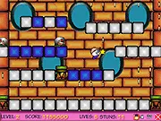 Happy Harry's Heroix platform game screenshot showing the character jumping between platforms and collecting stars