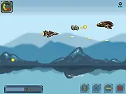 Lethal Storm Alien Assault free online game screenshot, a futuristic spaceship firing at hundreds of approaching alien ships