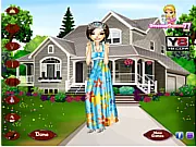 Screenshot of the free online dress-up game Preppy Floral Princess, showing a female character surrounded by fashionable clothing items that combine preppy style and floral patterns.