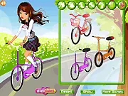 Ride to School free online game, Molly riding her bike at full speed on a road to school