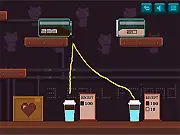 Play Make Coffee free online line drawing puzzle game guiding ingredients to cups
