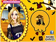 Raven Queen's Prom Makeup game on PlayArcadeHub showing Raven Queen in a purple gown with dark makeup.