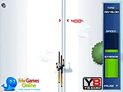 Screenshot of Nordic Winter Sports online game showing a ski jumper in mid-air over a snowy landscape