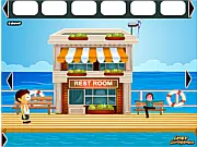 Tropical Island Escape 2 free online game, a character escaping a ship or searching on a tropical island beach