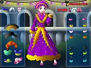 Venice Fashion Carnival dress-up game showing a girl in an elaborate gown and a detailed feathered mask for the Venetian masquerade ball