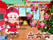 Baby Hazel Christmas Dress Up free online game, Baby Hazel wearing a festive Santa or Christmas outfit