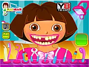Play Dora Dental Care free online doctor game, featuring Dora the Explorer sitting in a dentist's chair getting her toothaches fixed.
