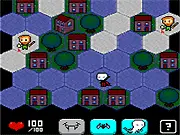 Screenshot of Lamp and Vamp, showing the pixel art Vampire character avoiding guards and light in a dark roguelike game.