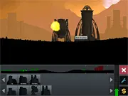 Shadez 3: Alien Invasion game screenshot showing a lunar base, tanks, and infantry units fighting against alien invaders in a free online RTS strategy game