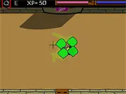 Deo free online clicker game screenshot, showing the player attacking colorful enemy blobs with a large cursor.