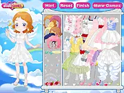 Sweet Little Angel Dress Up free online game screenshot showing a cute angel character with wings and a halo on PlayArcadeHub