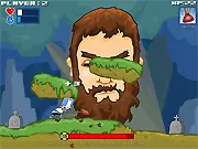 Castle Crashing the Beard free online game screenshot, launching objects at a giant floating face