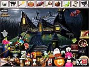 Play Witch House Escape free online puzzle game, featuring a spooky house, Halloween decorations, and hidden objects for an escape room challenge.