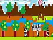 The Bear of Love game screenshot showing a cartoon bear hugging a person in a park setting, with a point-scoring meter showing the optimal time for the hug. Play free online action game.