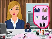 Free online fashion game screenshot of Office Secretary Makeover showing elegant professional outfits and makeup