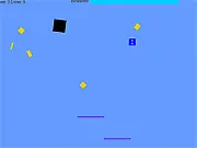 Spinning Squares online game screenshot, play free bounce arcade game, square collecting golden flakes and powerups
