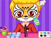 Jane Face Painting free online game screenshot showing a girl with colorful face paint and a fun outfit