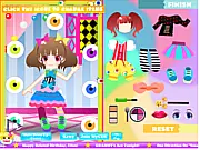 Screenshot of Kyary Pamyu Pamyu Dress Up game, showing a character styled in colorful, extravagant Harajuku fashion, wearing a large bow and unique accessories.