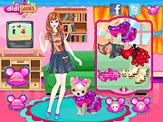Matching Sets: Pet Fashion game screenshot showing a girl and her dog wearing coordinated outfits from a free online dress-up and styling game