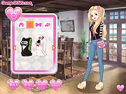 Two characters, Mila and Ashton, wearing coordinating pink and red outfits in the Valentine Fashion free online dress up game