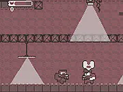 Agent Stealth game screenshot showing the agent character moving through a dark office building, preparing to use a special weapon against an enemy in power armor. Play the free online tactical game.